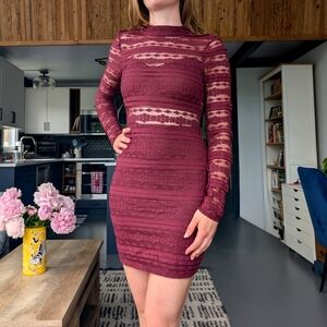 Reece Lace Body Con Long Sleeve Dress